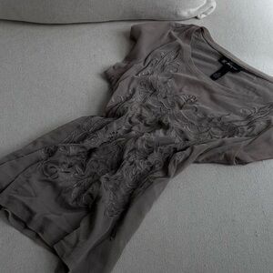 INC International Concepts Scoop Neck Short Sleeve Top - Gray